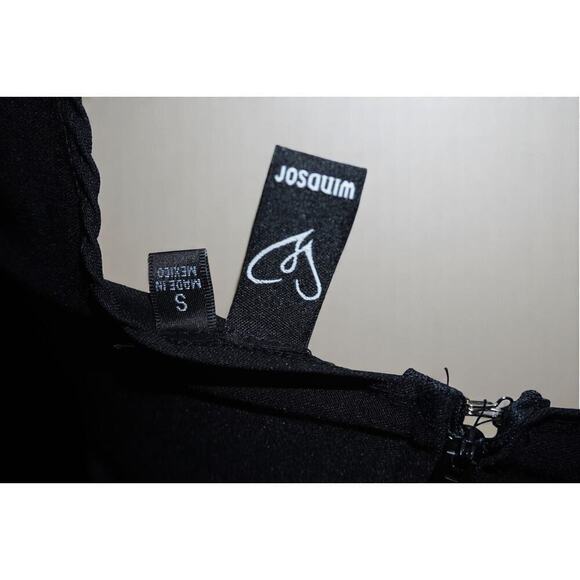 Y2K Coquette Black Bodycon Mini Dress with Pink Satin Ribbon Trim – Windsor Smal - Picture 9 of 12